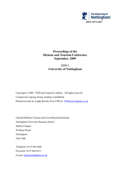 Proceedings of the Dickens and Tourism Conference September, 2009