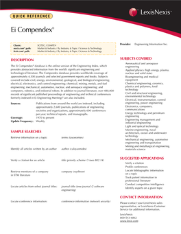 NX10964-0 0501 Ei Compendex