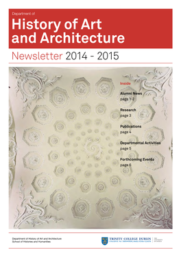 History of Art and Architecture School of Histories and Humanities Newsletter 2014 - 2015