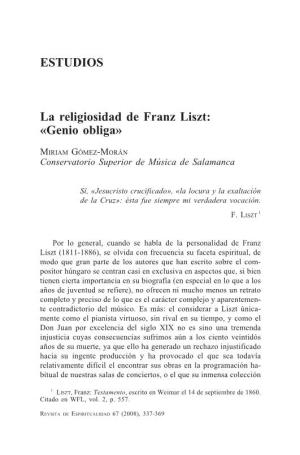 La Religiosidad De Franz Liszt -..::Revista De Espiritualidad