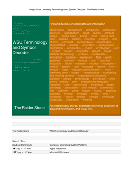 WSU Terminology and Symbol Decoder