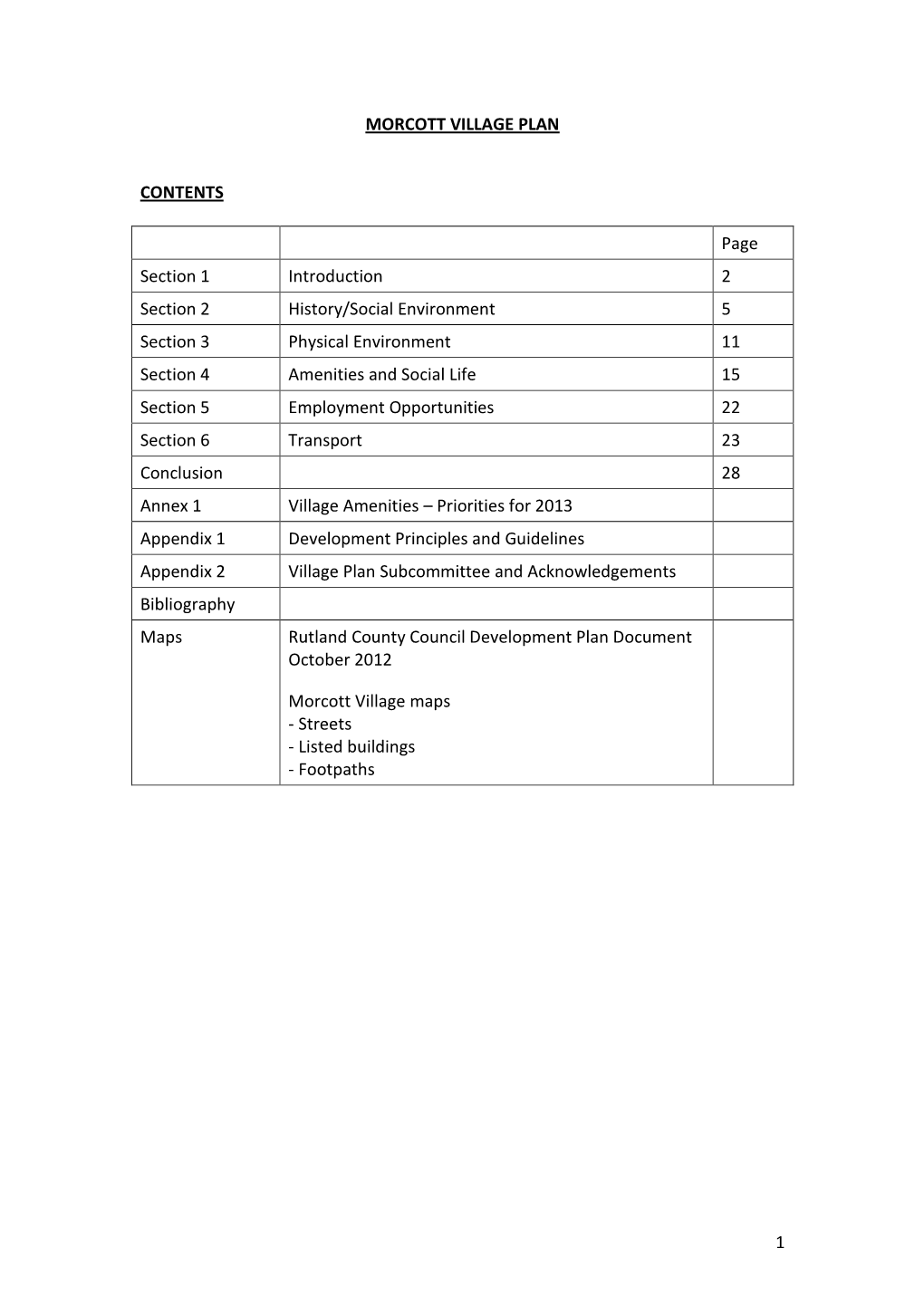 Morcott Village Plan