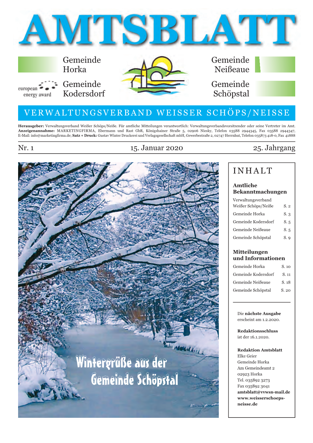 Wintergrüße Aus Der Gemeinde Schöpstal