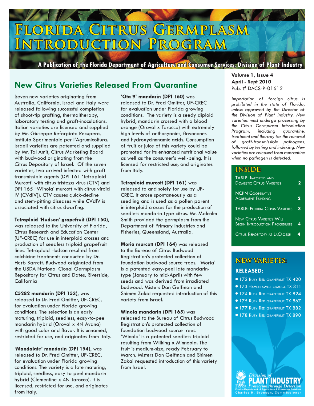 Florida Citrus Germplasm Introduction Program