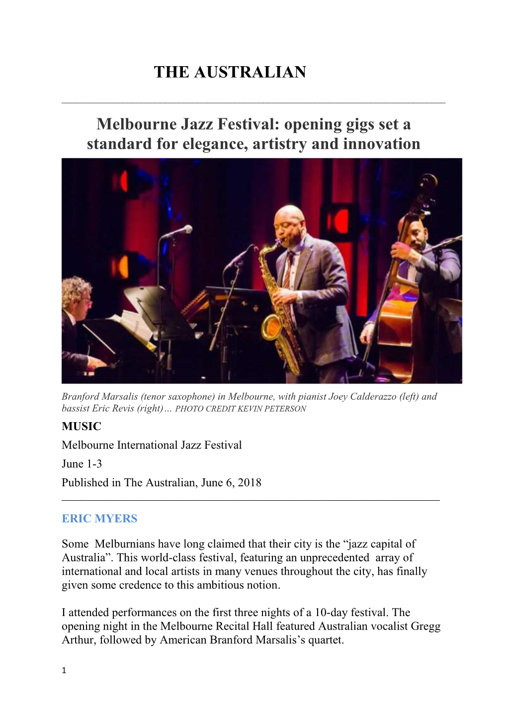 THE AUSTRALIAN Melbourne Jazz Festival