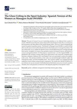 The Glass Ceiling in the Sport Industry: Spanish Version of the Women As Managers Scale (WAMS)