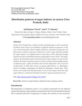 Distribution Patterns of Sugar Industry in Eastern Uttar Pradesh, India