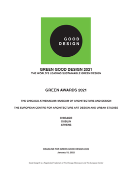 Green Good Design Winners List 2021