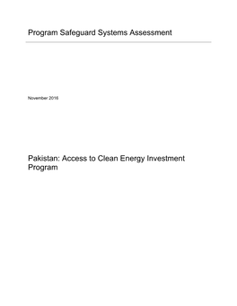 Program Safeguard Systems Assessment Pakistan: Access To