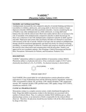 NARDIL® (Phenelzine Sulfate Tablets, USP)