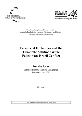 Territorial Exchanges and the Two-State Solution for the Palestinian-Israeli Conflict