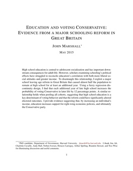 Education and Voting Conservative: Evidence from a Major Schooling