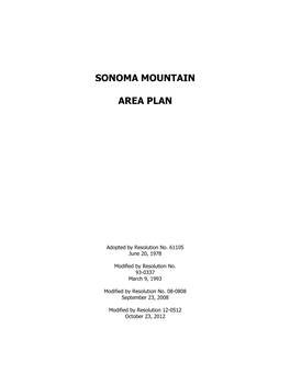 Sonoma Mountain Area Plan Revised 10-23-12, Sonoma County, California