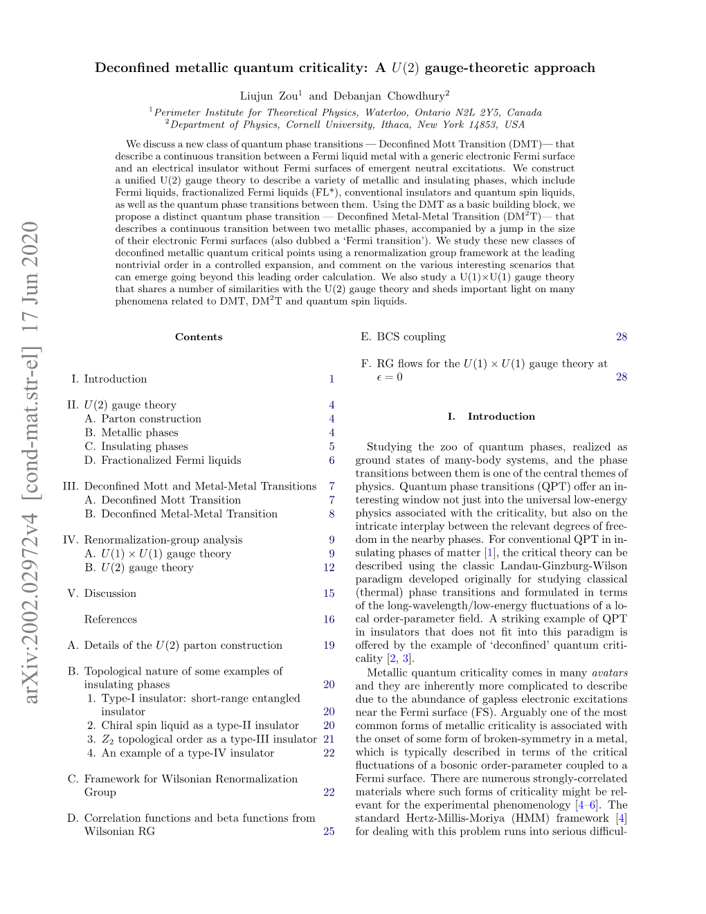 Deconfined Metallic Quantum Criticality: a $ U (2) $ Gauge-Theoretic