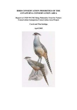 Annapurna Conservation Área Bird Report
