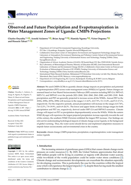 Observed and Future Precipitation and Evapotranspiration in Water Management Zones of Uganda: CMIP6 Projections