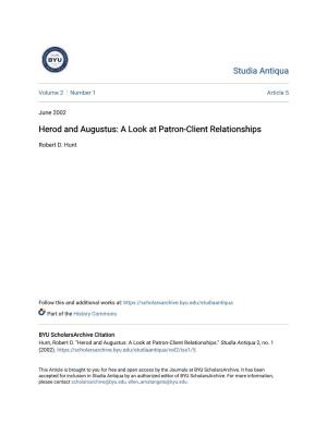 Herod and Augustus: a Look at Patron-Client Relationships