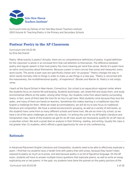 Postwar Poetry in the AP Classroom