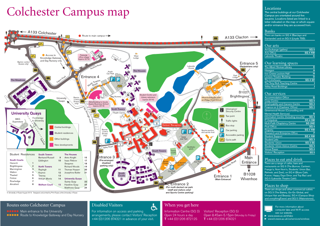 Colchester Campus Map Campus Are Orientated Around Five Squares