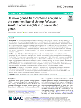 De Novo Gonad Transcriptome Analysis of the Common Littoral Shrimp