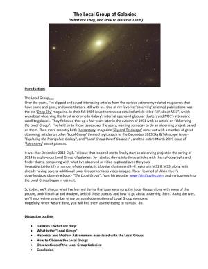The Local Group of Galaxies: (What Are They, and How to Observe Them)