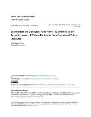 Banned from the Discourse: Race to the Top and the State of Texasâ•Ž