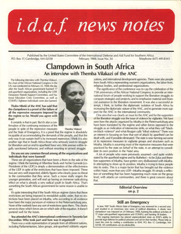 Clampdown in South Africa an Interview with Themba Vilakazi of the ANC