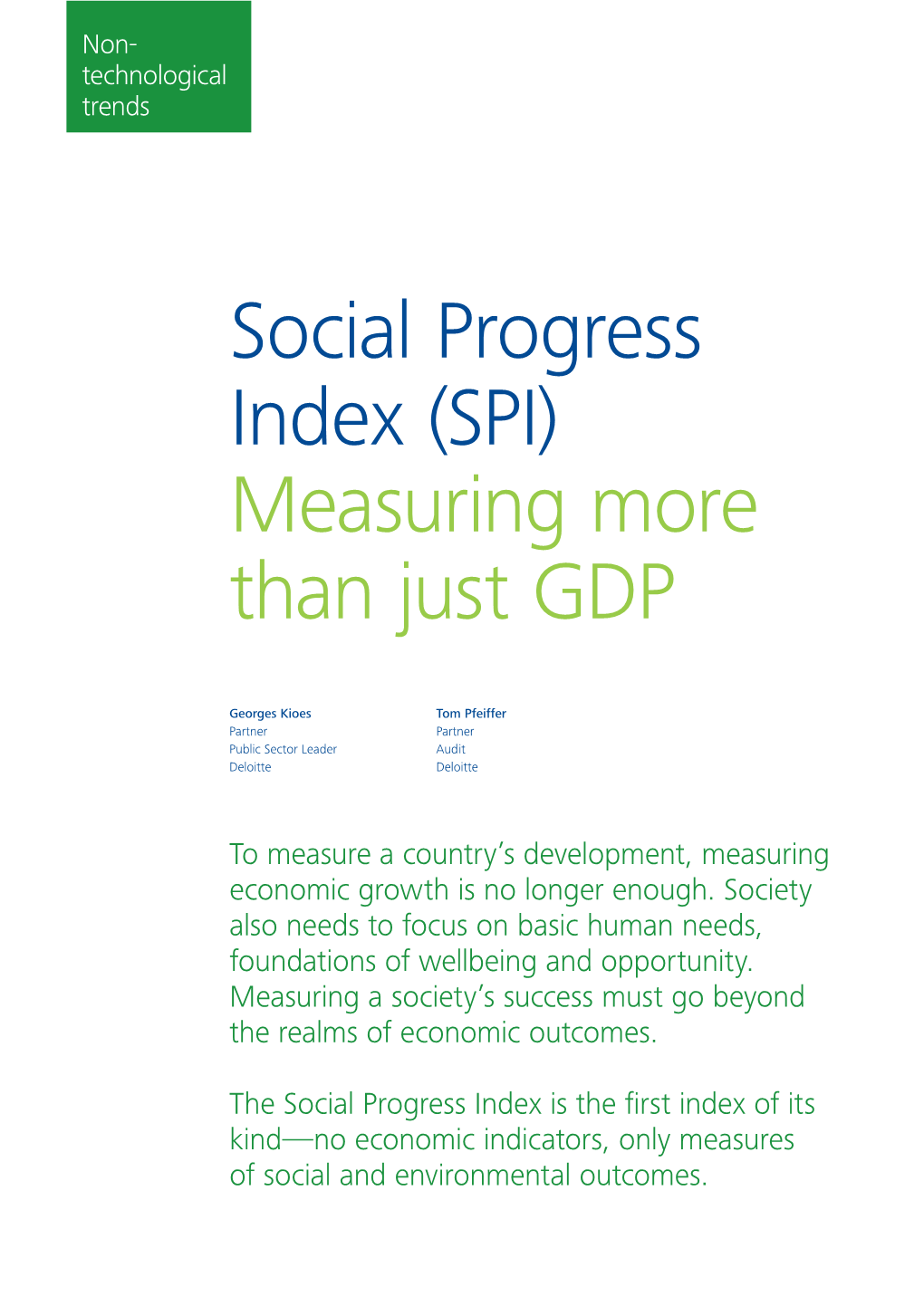 Social Progress Index (SPI) Measuring More Than Just GDP