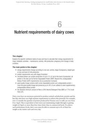 Nutrient Requirements of Dairy Cows