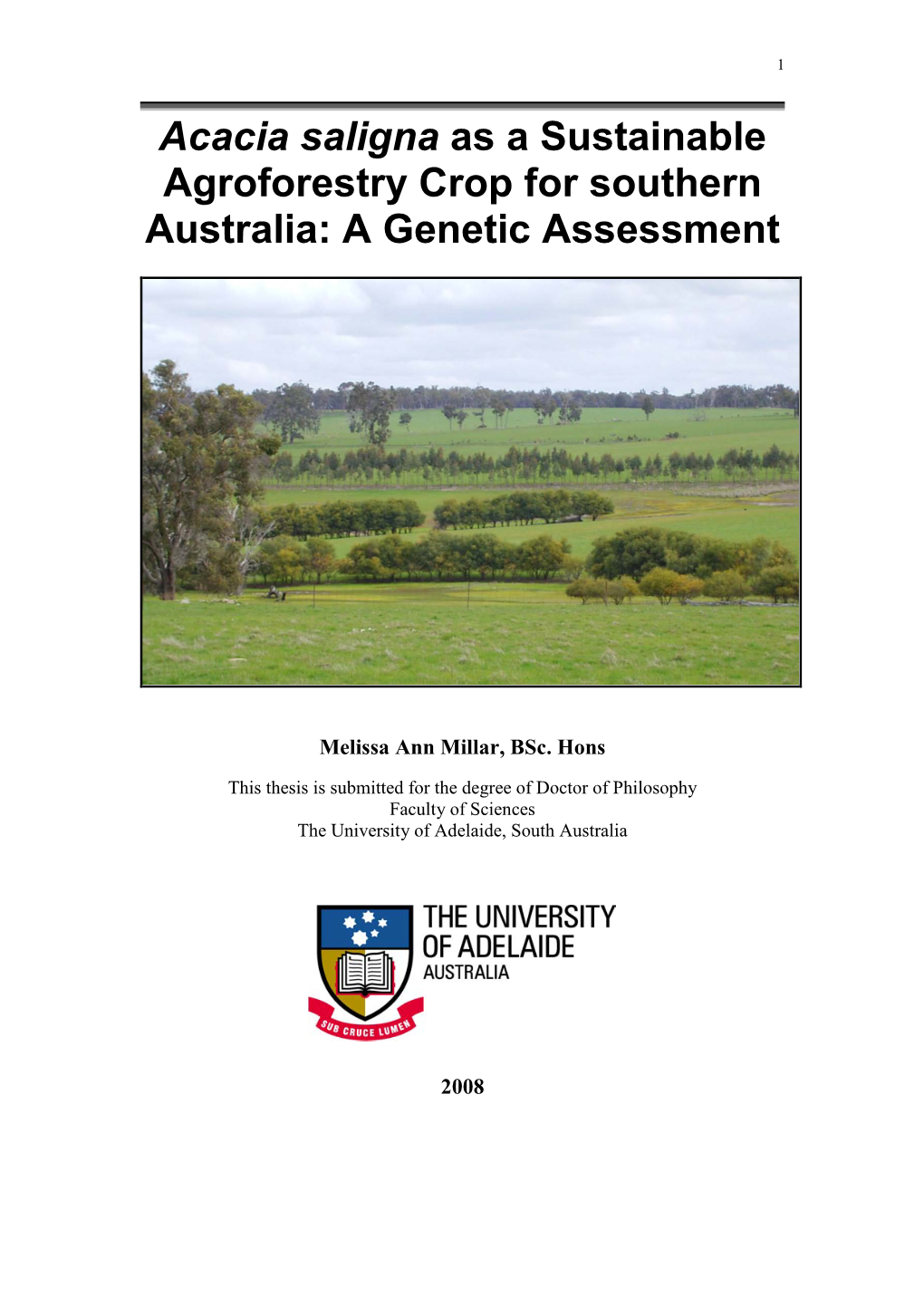 Acacia Saligna As a Sustainable Agroforestry Crop for Southern Australia: a Genetic Assessment
