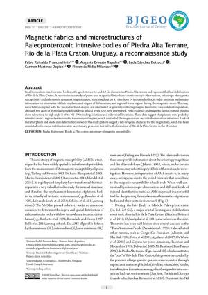Magnetic Fabrics and Microstructures of Paleoproterozoic Intrusive Bodies of Piedra Alta Terrane, Río De La Plata Craton, Uruguay: a Reconnaissance Study