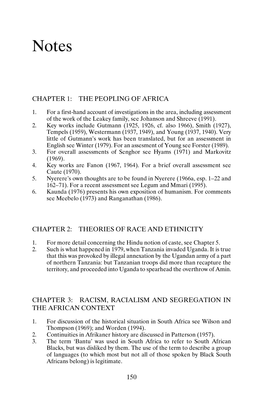 150 Chapter 1: the Peopling of Africa Chapter 2: Theories