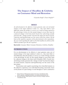 The Impact of Headline & Celebrity on Consumer Mind and Retention