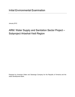 IEE: Armenia: Water Supply and Sanitation Sector Project (Artashat