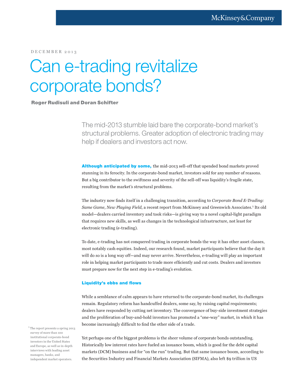 Can E-Trading Revitalize Corporate Bonds?