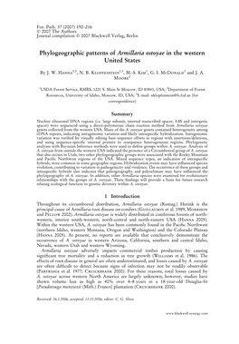 Phylogeographic Patterns of Armillaria Ostoyae in the Western United States