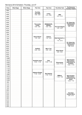 Bonnaroo 2012 Schedule