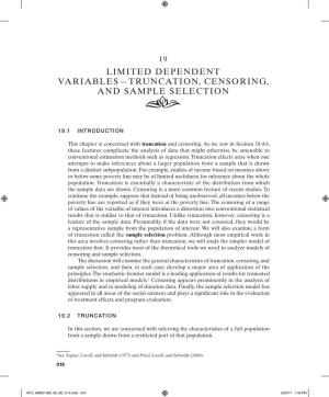 Limited Dependent Variables—Truncation, Censoring, and Sample Selection