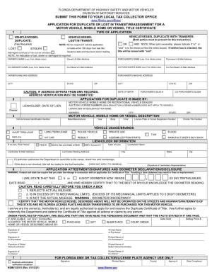 Application for Duplicate Or Lost in Transit / Reassignment for a Motor
