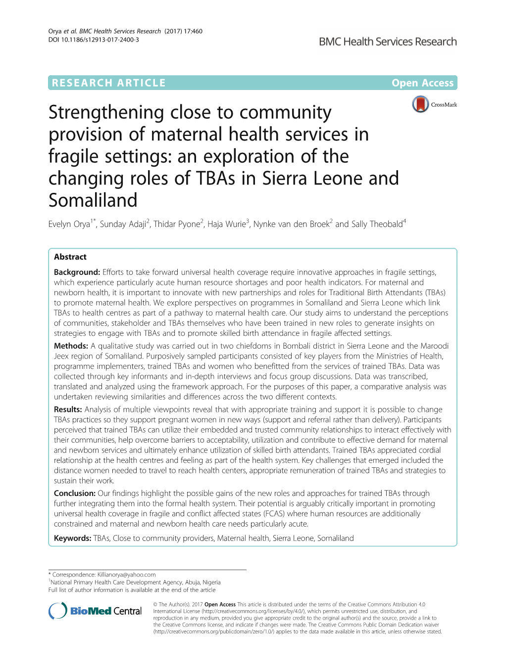 Strengthening Close to Community Provision of Maternal Health Services in Fragile Settings: an Exploration of the Changing Roles