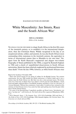 Jan Smuts, Race and the South African War1