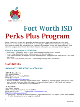 Fort Worth ISD Perks Plus Program