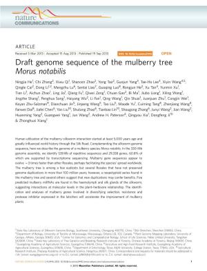 Draft Genome Sequence of the Mulberry Tree Morus Notabilis