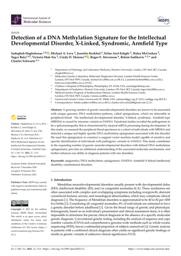 Detection of a DNA Methylation Signature for the Intellectual Developmental Disorder, X-Linked, Syndromic, Armﬁeld Type
