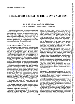 Rheumatoid Disease in the Larynx and Lung