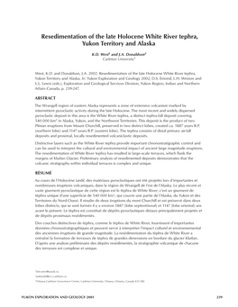 Resedimentation of the Late Holocene White River Tephra, Yukon Territory and Alaska