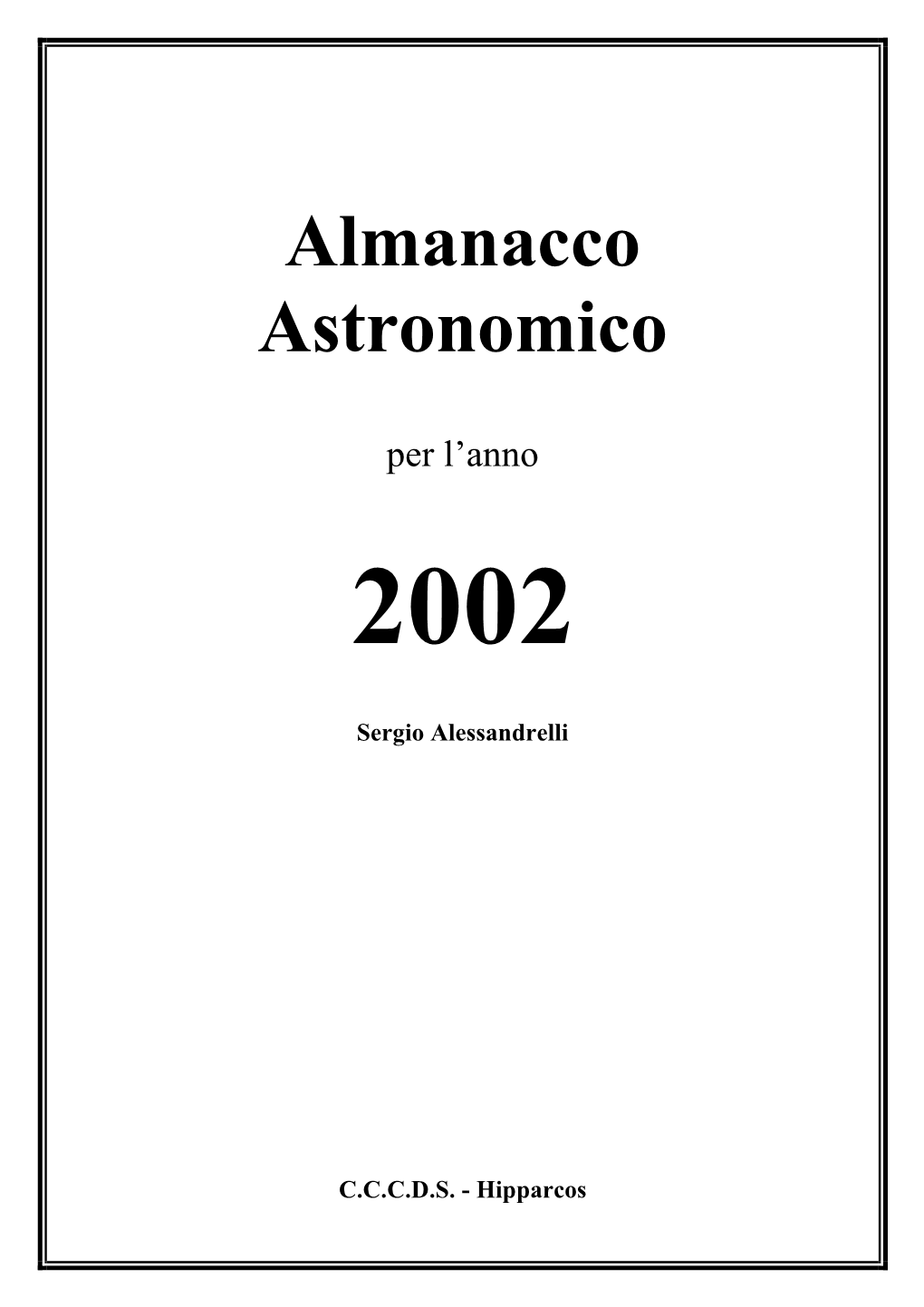 Almanacco Astronomico 2002 – Introduzione