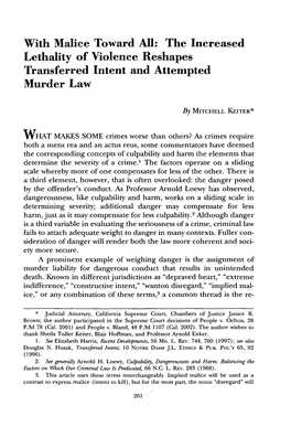 The Increased Lethality of Violence Reshapes Transferred Intent and Attempted Murder Law