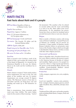 HAITI FACTS Fast Facts About Haiti and It's People
