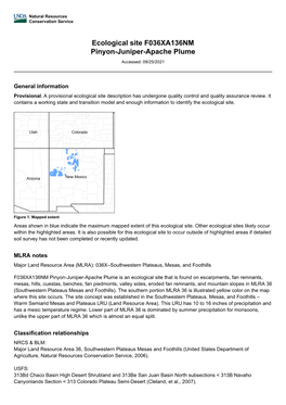 Ecological Site F036XA136NM Pinyon-Juniper-Apache Plume